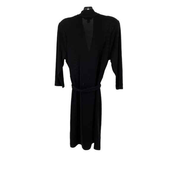 Coldwater Creek Petite Black 3/4 Sleeve Belted Stretch Wrap Dress Size PM - Picture 6 of 14